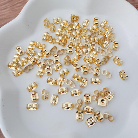 Bulk Gold Butterfly Style Stainless Steel Earring Backs, 100 Pieces, Back #5