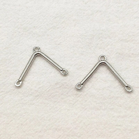 Silver V Shape Connector, 10 Pieces
