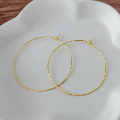 Gold 40mm Round Wine Hoop Stainless Steel Ear Wires, 10 Pieces, Hoop #32