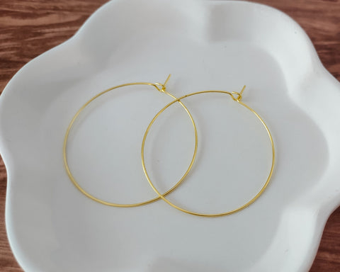 Gold 50mm Round Wine Hoop Stainless Steel Ear Wires, 10 Pieces, Hoop #36