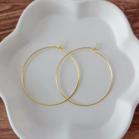 Gold 40mm Round Wine Hoop Stainless Steel Ear Wires, 10 Pieces, Hoop #32