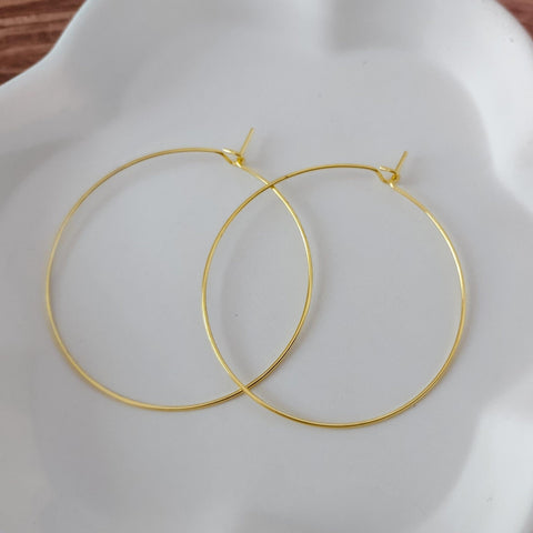 Gold 45mm Round Wine Hoop Stainless Steel Ear Wires, 10 Pieces, Hoop #34