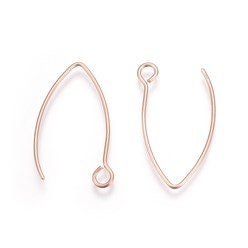 Rose Gold Stainless Steel V Ear Wires 2.5mm Hole, 20 Pieces, Earring Hook #40