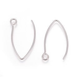 Silver Regular Loop Stainless Steel V Ear Wires 2.5mm Hole, 20 Pieces, Earring Hook #38