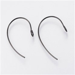 Black Modern Forward-Facing Stainless Steel Ear Wires, 20 Pieces, Earring Hook #31