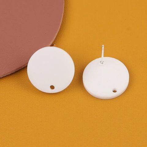 Matte White Acrylic Circle Stud Earring Findings (16mm), 10 Pieces, Acrylic Stud #10