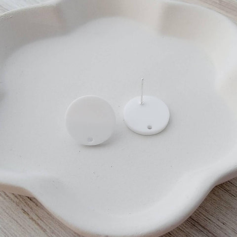 Matte White Acrylic Circle Stud Earring Findings (16mm), 10 Pieces, Acrylic Stud #10
