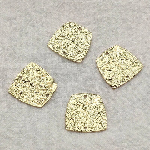Gold Rounded Trapezoid 2-Hole Hammered Brass Connectors, 10 Pieces, Connector #55