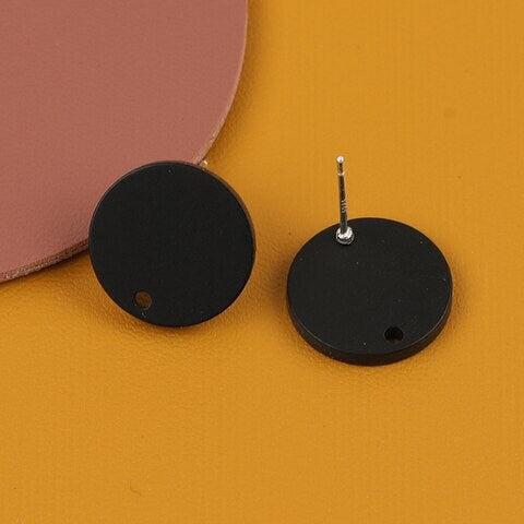 Black Circle Matte Acrylic Stud Earring Findings (16mm), 10 Pieces, Acrylic Stud #11