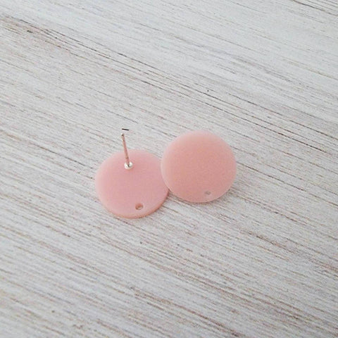 Matte Ballet Pink Acrylic Circle Stud Earring Findings (16mm), 10 Pieces, Acrylic Stud #1