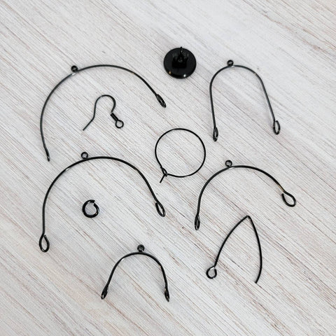 Black 15mm Round Wine Hoop Stainless Steel Ear Wires, 10 Pieces, Hoop #14