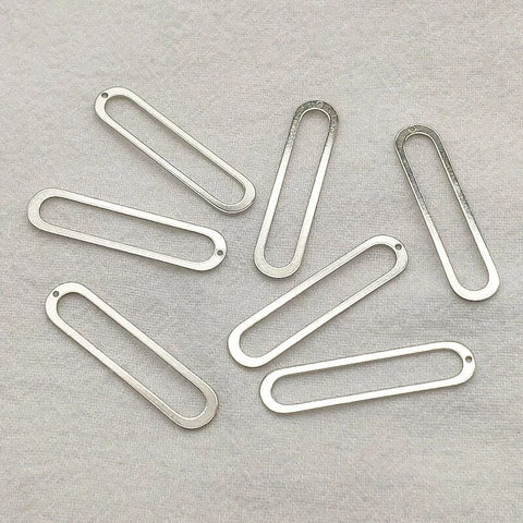 Silver Open Elongated Oval , 10 Pieces, Charm #79