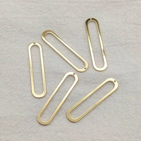 Gold Open Elongated Oval, 10 Pieces, Charm #80