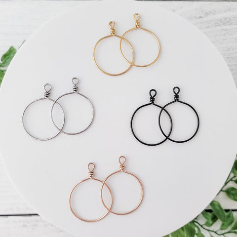Rose Gold Stainless Steel Round Fringe Hoop, 2 Pieces, Connector #67