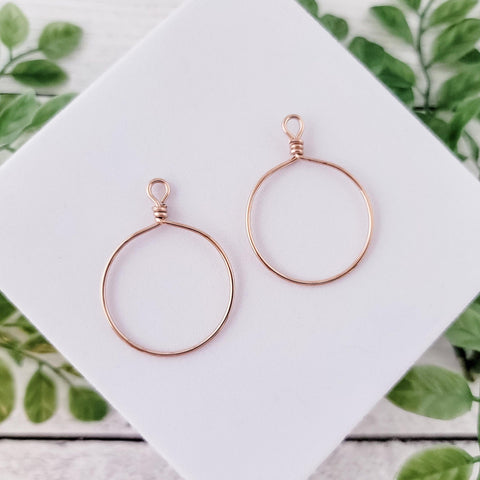 Rose Gold Stainless Steel Round Fringe Hoop, 2 Pieces, Connector #67