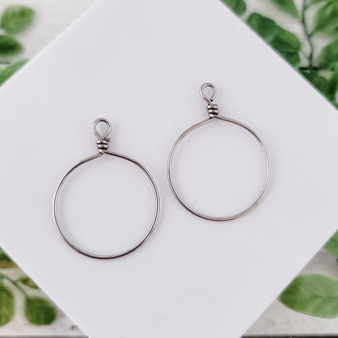 Silver Stainless Steel Round Fringe Hoop, 2 Pieces, Connector #68