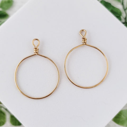 Gold Stainless Steel Round Fringe Hoop, 2 Pieces, Connector #69