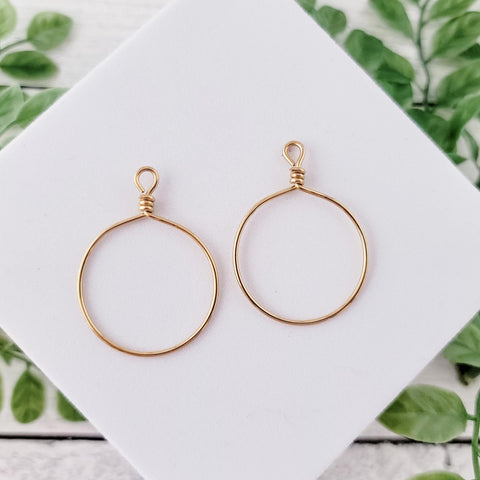 Gold Stainless Steel Round Fringe Hoop, 2 Pieces, Connector #69