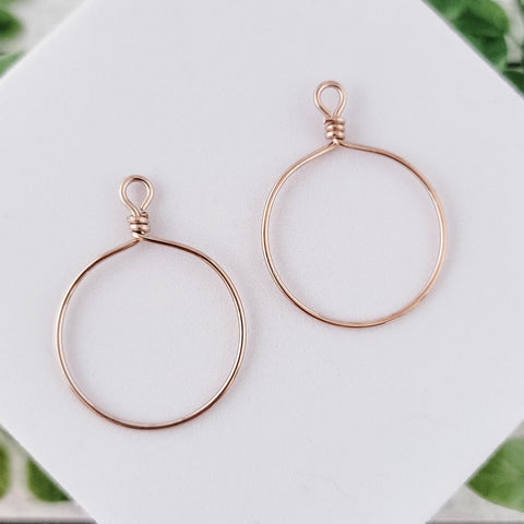 Rose Gold Stainless Steel Round Fringe Hoop, 2 Pieces, Connector #67
