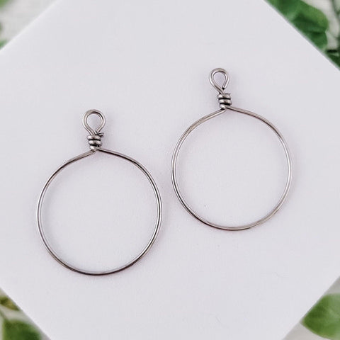 Silver Stainless Steel Round Fringe Hoop, 2 Pieces, Connector #68