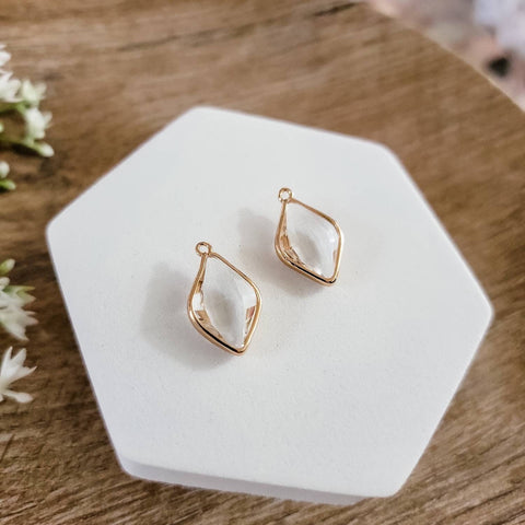 Gold Rhombus Crystal Charms, 10 Pieces, Charm #36