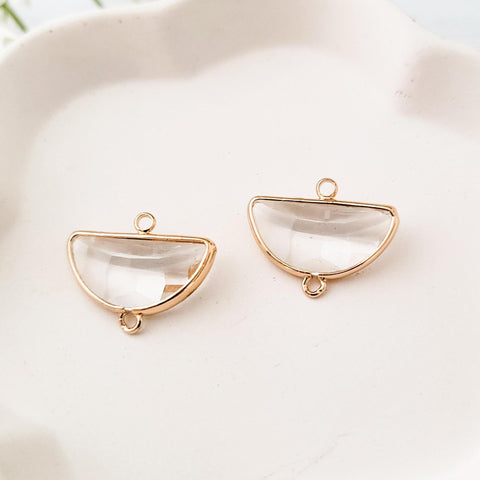 Gold Half Moon Crystal Links, 10 Pieces, Connector #7