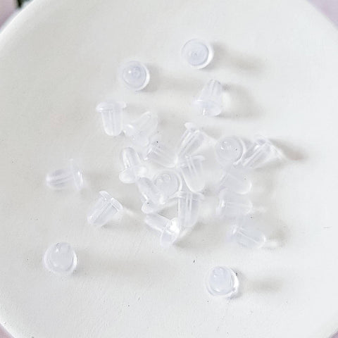 Bulk Bullet Style 6x5mm Clear Silicone Earring Backs, 200 Pieces, Back #1