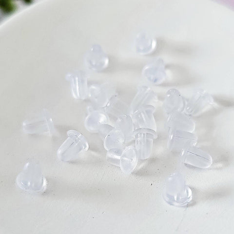 Bulk Bullet Style 6x5mm Clear Silicone Earring Backs, 200 Pieces, Back #1