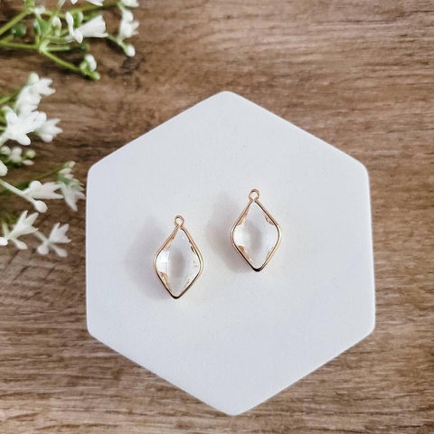 Gold Rhombus Crystal Charms, 10 Pieces, Charm #36