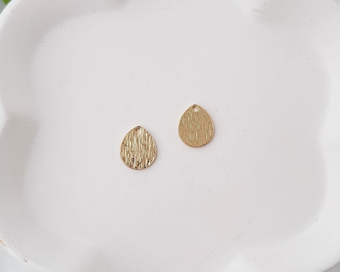 Gold Brushed Brass Tiny Teardrop Charms, 10 Pieces, Charm #102