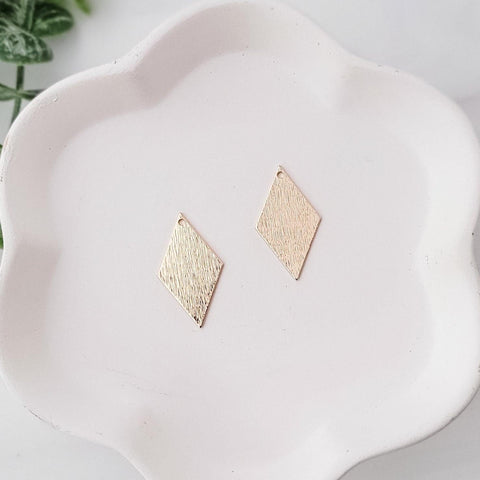 Gold Brushed Diamond Brass Charms, 10 Pieces, Charm #105