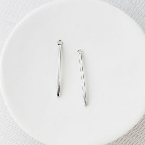33mm Silver Stainless Steel Bar Pendant Connectors, 10 Pieces, Charm #66
