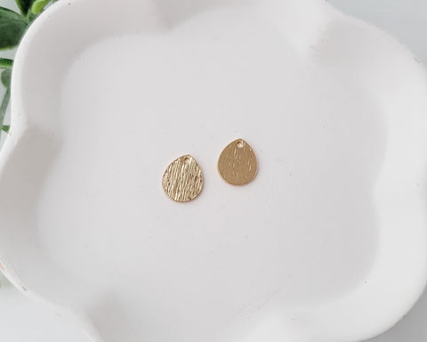 Gold Brushed Brass Tiny Teardrop Charms, 10 Pieces, Charm #102