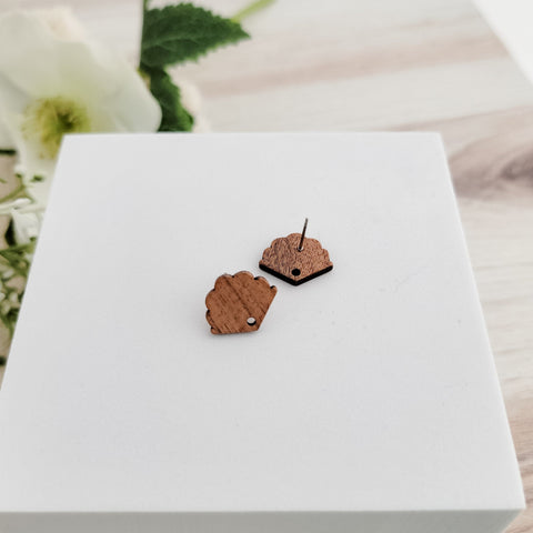 Walnut Wooden Scalloped Fan Studs, 10 Pieces, Wood #8