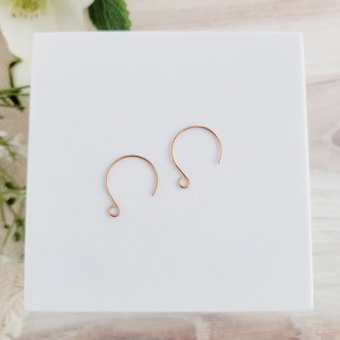 Rose Gold Stainless Steel Round Ear Wires 2.5mm Hole, 20 Pieces, Earring Hook #33
