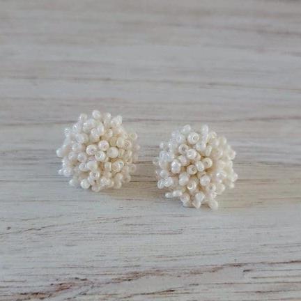 Ivory 15mm Small Seed Bead Topper, 1 Pair, Seed Bead #15