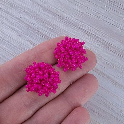 Dragonfruit 15mm Small Seed Bead Topper, 1 Pair, Seed Bead #36
