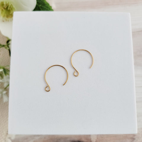 Gold Stainless Steel Round Ear Wires 2.5mm Hole, 20 Pieces, Earring Hook #35