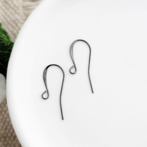 Bulk Gunmetal Plated Tall Elegant Hammered Ear Wires, 144 Pieces, Earring Hook #83