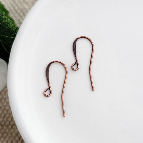 Bulk Antique Copper Plated Tall Elegant Hammered Ear Wires, 144 Pieces, Earring Hook #82