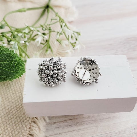 Silver 15mm Small Seed Bead Topper, 1 Pair, Seed Bead #30