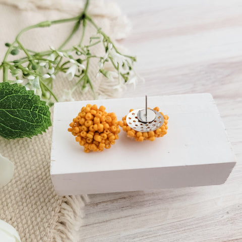 Marigold 15mm Small Seed Bead Topper, 1 Pair, Seed Bead #33