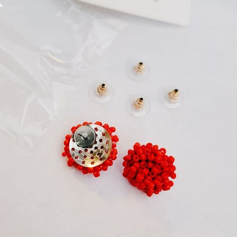Red and Black Mix 15mm Small Seed Bead Topper, 1 Pair, Seed Bead #42