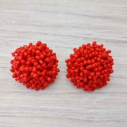 True Red 15mm Small Seed Bead Topper, 1 Pair, Seed Bead #5