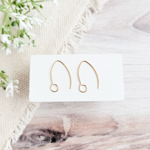 Gold Large Loop V Ear Wires (5mm Surgical Stainless Steel Marquise Hooks), 20 Pieces, Earring Hook #57