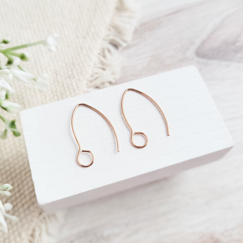 Rose Gold Large Loop V Ear Wires (5mm Surgical Stainless Steel Marquise Hooks), 20 Pieces, Earring Hook #59