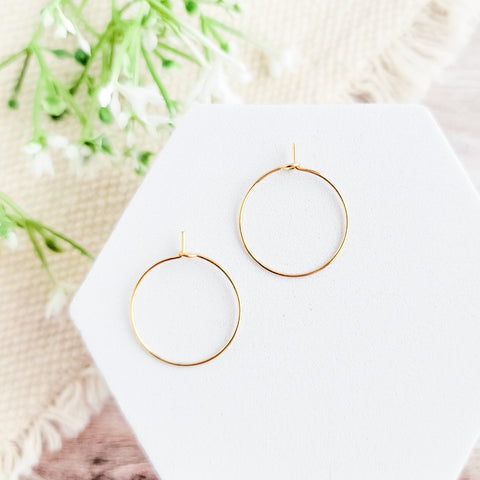 Gold 20mm Round Wine Hoop Stainless Steel Ear Wires, 10 Pieces, Hoop #20