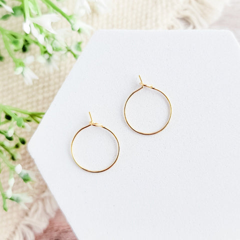 Gold 15mm Round Wine Hoop Stainless Steel Ear Wires, 10 Pieces, Hoop #16