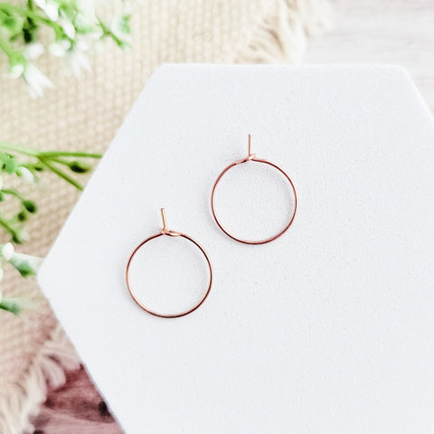 Rose Gold 15mm Round Wine Hoop Stainless Steel Ear Wires, 10 Pieces, Hoop #13