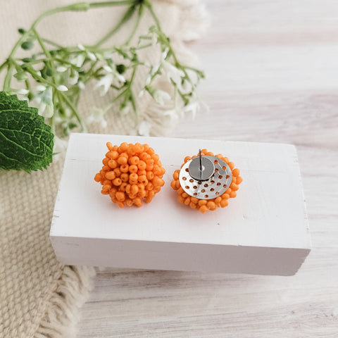 Light Orange 15mm Small Seed Bead Topper, 1 Pair, Seed Bead #27